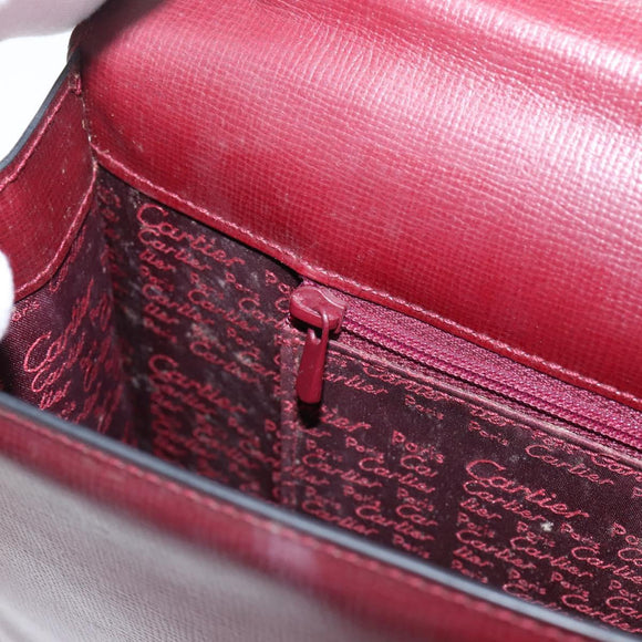 Cartier Must Line Clutch Bag Leather Bordeaux Gold Auth ka6579