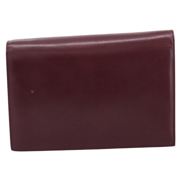 Cartier Must Line Clutch Bag Leather Bordeaux Gold Auth ka6579