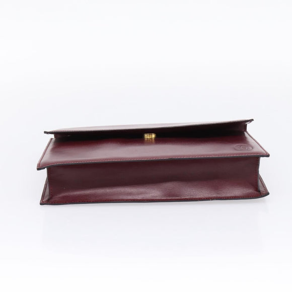 Cartier Must Line Clutch Bag Leather Bordeaux Gold Auth ka6579