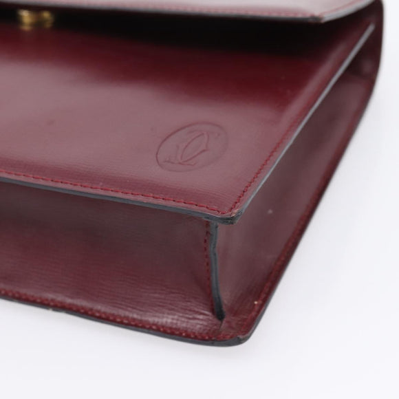 Cartier Must Line Clutch Bag Leather Bordeaux Gold Auth ka6579