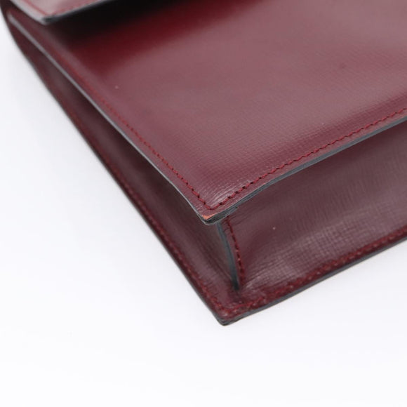 Cartier Must Line Clutch Bag Leather Bordeaux Gold Auth ka6579