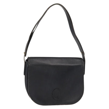 Christian Dior Chain Shoulder Bag Leather Black Gold Auth ka658