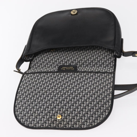 Christian Dior Chain Shoulder Bag Leather Black Gold Auth ka658