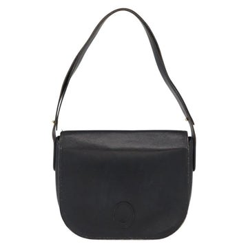 Christian Dior Chain Shoulder Bag Leather Black Gold Auth ka658 - 0