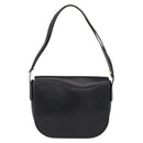 Christian Dior Chain Shoulder Bag Leather Black Gold Auth ka658-3