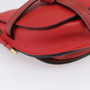 LOEWE Gate Bag Shoulder Bag Leather Red Gold Auth ka6580V-15