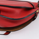 LOEWE Gate Bag Shoulder Bag Leather Red Gold Auth ka6580V-16