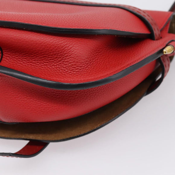 LOEWE Gate Bag Shoulder Bag Leather Red Gold Auth ka6580V