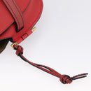 LOEWE Gate Bag Shoulder Bag Leather Red Gold Auth ka6580V-18