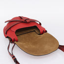 LOEWE Gate Bag Shoulder Bag Leather Red Gold Auth ka6580V-19