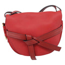 LOEWE Gate Bag Shoulder Bag Leather Red Gold Auth ka6580V-13