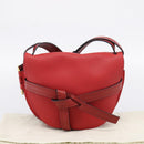 LOEWE Gate Bag Shoulder Bag Leather Red Gold Auth ka6580V-12
