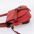 LOEWE Gate Bag Shoulder Bag Leather Red Gold Auth ka6580V-3