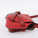 LOEWE Gate Bag Shoulder Bag Leather Red Gold Auth ka6580V-4