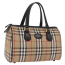 Burberrys Nova Check Boston Bag Canvas Beige Gold Auth ka6582-1