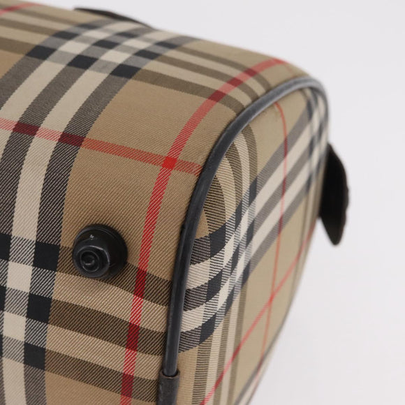 Burberrys Nova Check Boston Bag Canvas Beige Gold Auth ka6582