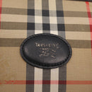 Burberrys Nova Check Boston Bag Canvas Beige Gold Auth ka6582-20