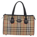 Burberrys Nova Check Boston Bag Canvas Beige Gold Auth ka6582-13