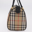 Burberrys Nova Check Boston Bag Canvas Beige Gold Auth ka6582-3