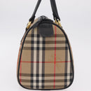 Burberrys Nova Check Boston Bag Canvas Beige Gold Auth ka6582-5