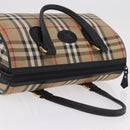 Burberrys Nova Check Boston Bag Canvas Beige Gold Auth ka6582-14
