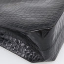 Gianni Versace Croco Embossed Hand Bag Leather Black Gold Auth ka6583-16