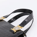 Gianni Versace Croco Embossed Hand Bag Leather Black Gold Auth ka6583-7