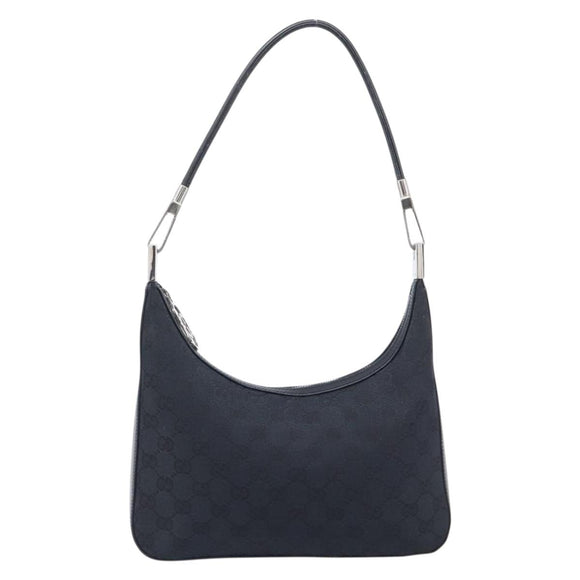 GUCCI GG Canvas Shoulder Bag Black Silver 001 3812 2123 Auth ka6584