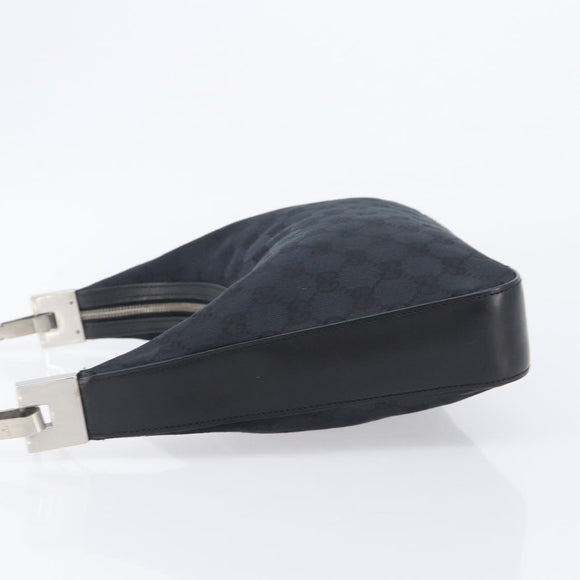 GUCCI GG Canvas Shoulder Bag Black Silver 001 3812 2123 Auth ka6584