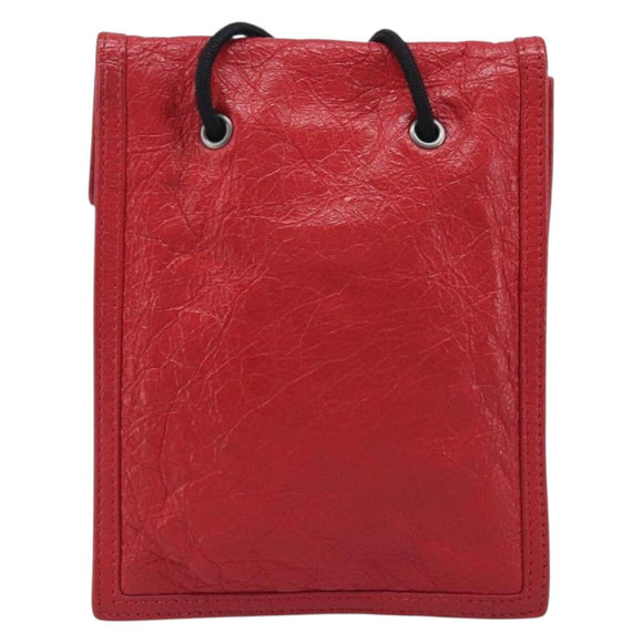 Balenciaga Explorer Shoulder Bag Leather Red 532298 Auth ka6586A