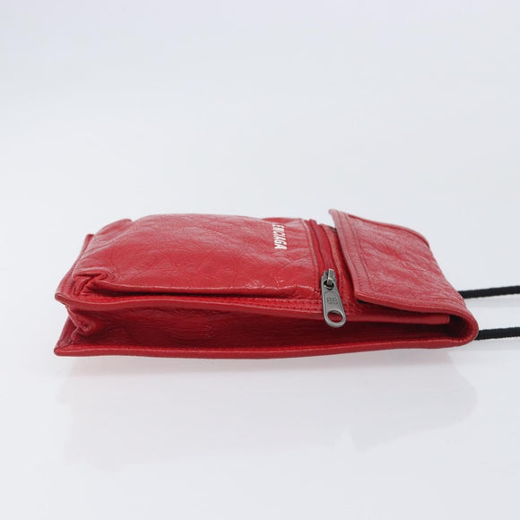 Balenciaga Explorer Shoulder Bag Leather Red 532298 Auth ka6586A