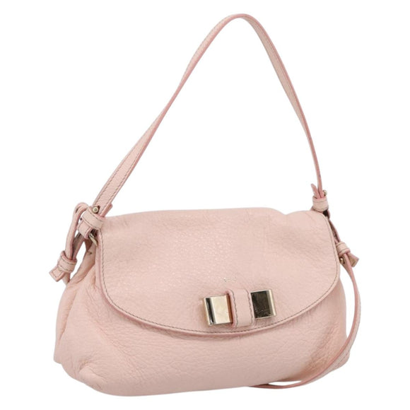 Chloe Lily Shoulder Bag Leather 2way Pink Gold Auth ka6587