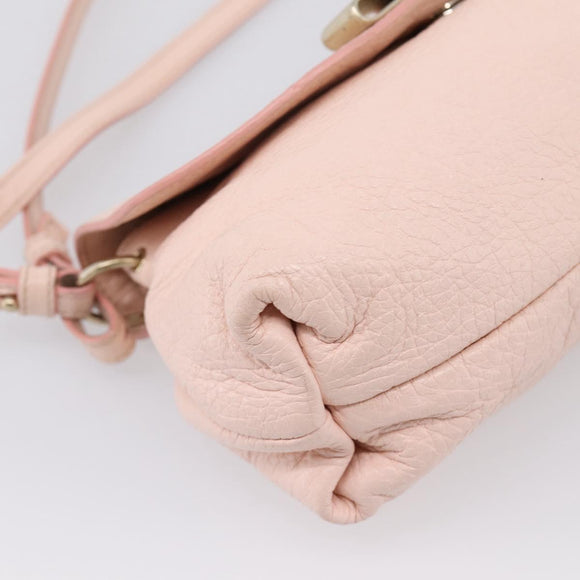 Chloe Lily Shoulder Bag Leather 2way Pink Gold Auth ka6587