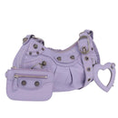 Balenciaga le cagoule Shoulder Bag Leather Purple Silver 671309 Auth ka6589M-1