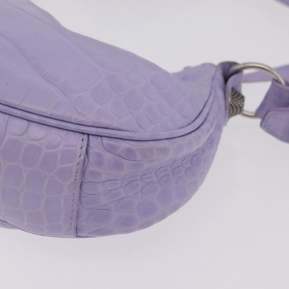 Balenciaga le cagoule Shoulder Bag Leather Purple Silver 671309 Auth ka6589M