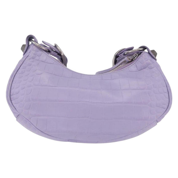 Balenciaga le cagoule Shoulder Bag Leather Purple Silver 671309 Auth ka6589M