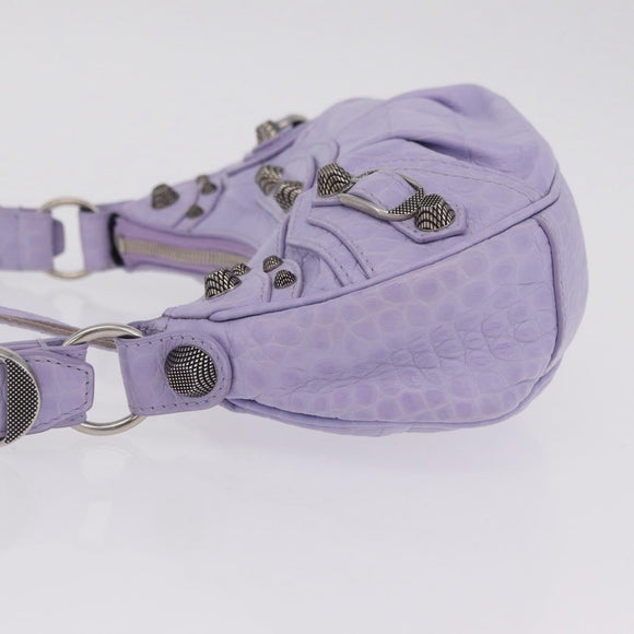 Balenciaga le cagoule Shoulder Bag Leather Purple Silver 671309 Auth ka6589M