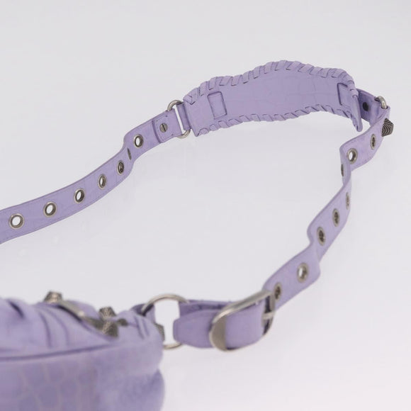 Balenciaga le cagoule Shoulder Bag Leather Purple Silver 671309 Auth ka6589M