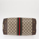 GUCCI GG Supreme Web Sherry Line Hand Bag PVC Beige Gold Auth ka659-10