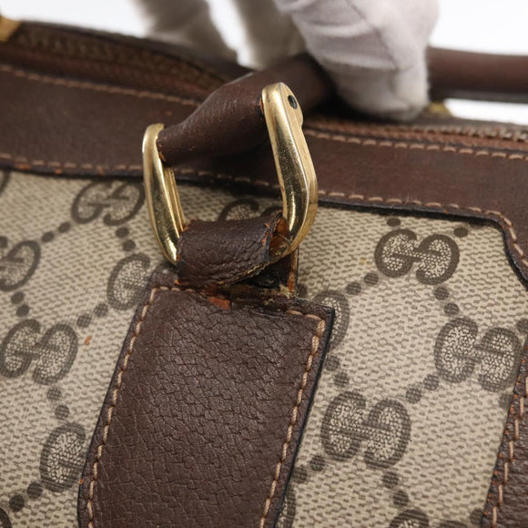 GUCCI GG Supreme Web Sherry Line Hand Bag PVC Beige Gold Auth ka659