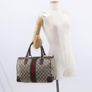 GUCCI GG Supreme Web Sherry Line Hand Bag PVC Beige Gold Auth ka659-24