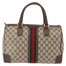 GUCCI GG Supreme Web Sherry Line Hand Bag PVC Beige Gold Auth ka659-3