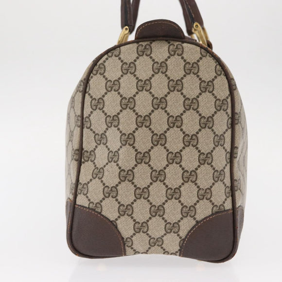 GUCCI GG Supreme Web Sherry Line Hand Bag PVC Beige Gold Auth ka659