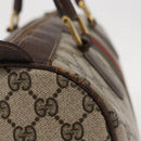 GUCCI GG Supreme Web Sherry Line Hand Bag PVC Beige Gold Auth ka659-5