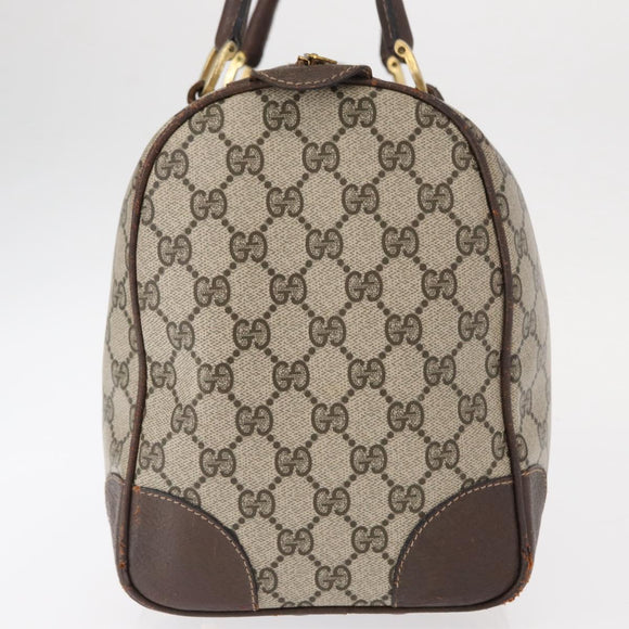 GUCCI GG Supreme Web Sherry Line Hand Bag PVC Beige Gold Auth ka659