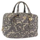 PRADA Hand Bag Leather Gray Gold Auth ka6590V-1