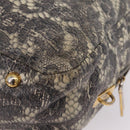 PRADA Hand Bag Leather Gray Gold Auth ka6590V-17
