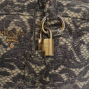 PRADA Hand Bag Leather Gray Gold Auth ka6590V-19