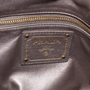PRADA Hand Bag Leather Gray Gold Auth ka6590V-22