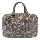 PRADA Hand Bag Leather Gray Gold Auth ka6590V-13